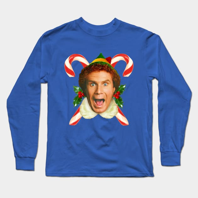 Buddy Elf and Candy Canes Exclusive Long Sleeve T-Shirt by Pop Fan Shop